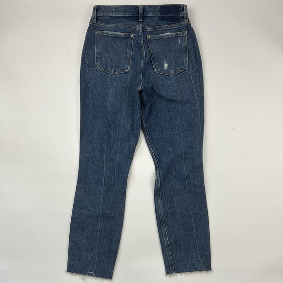 NWT Abercrombie & Fitch High Rise Mom Denim Blue Jeans Sz 27 / 4 Distressed - Picture 12 of 14